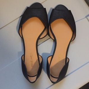Never worn black Nine West peep toe flats
